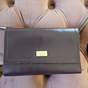 kate spade Deep Plum Leather Crossbody Wallet